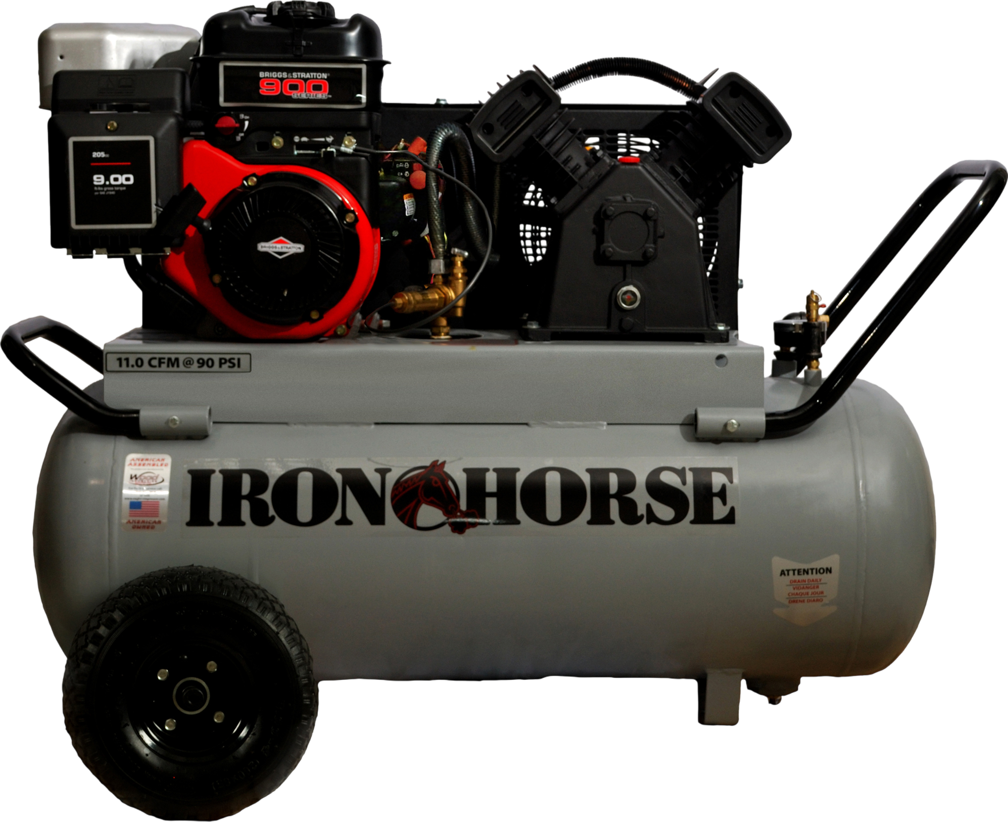 Iron Horse Air Compressor 150 PSI 25 Gal. 11 CFM 6 HP Briggs & Stratton Electric Start New