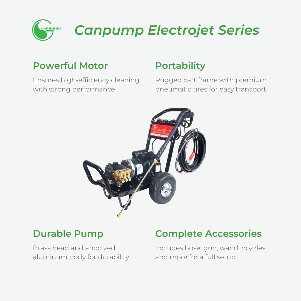 Canpump CR5000 Electric Pressure Washer 2500 PSI 2.9 GPM 5HP 240V Total Stop System New