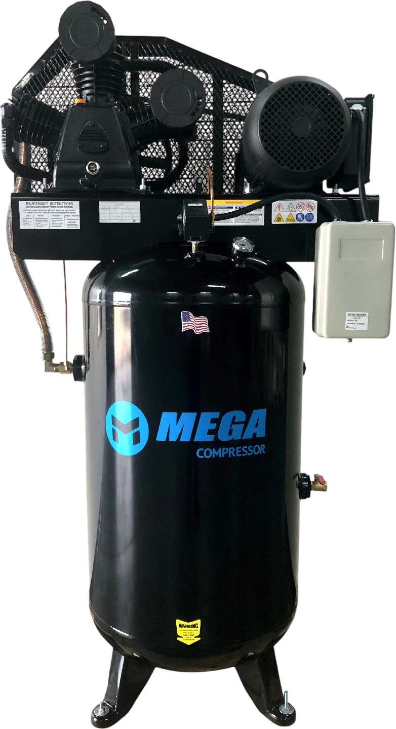 Mega Compressor MP-5080VC Electric Air Compressor 80 Gal. Vertical 5 HP 175 PSI Two Stage New