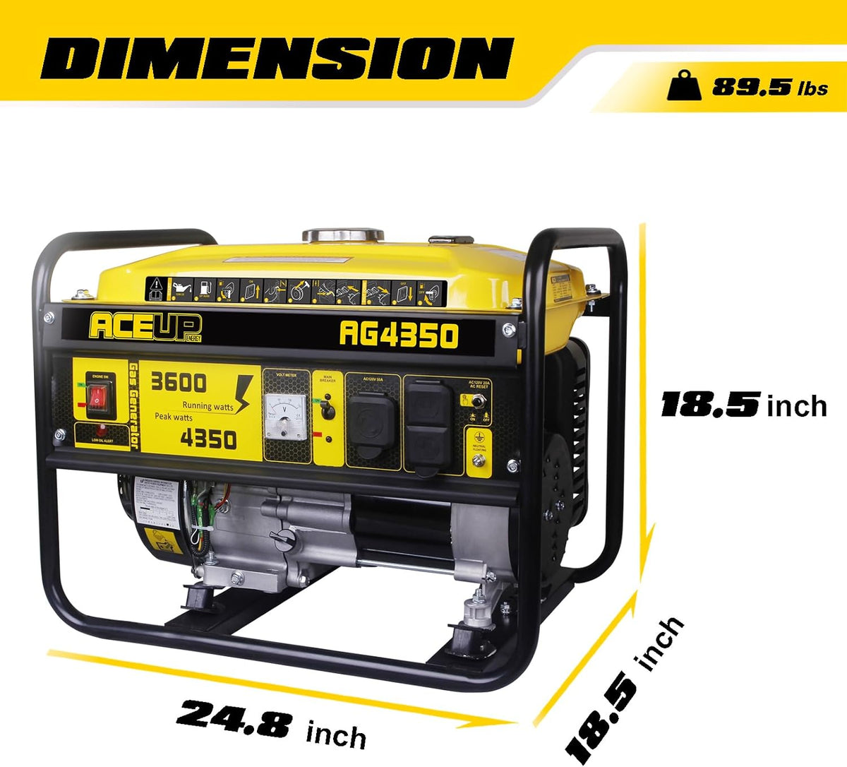 Aceup Energy AG4350 Portable Generator 3600/4350W Gas Powered 30A CARB New