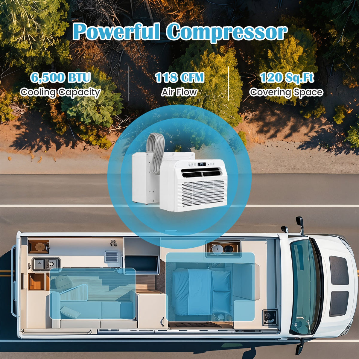 Costway 6500 BTU Window AC Unit WiFi App Voice Control 24H Timer Quiet Operation 44288884 New