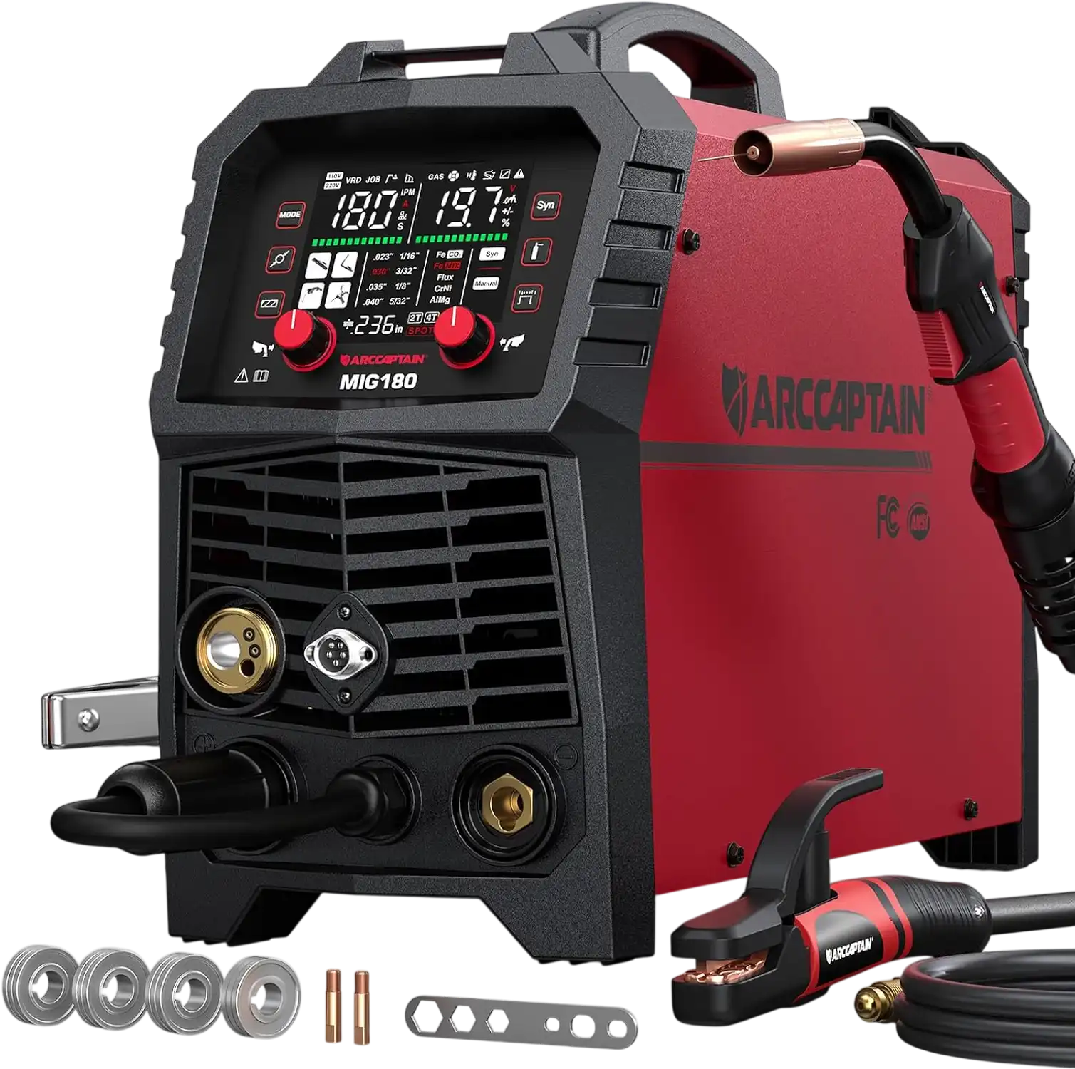 Arccaptain MIG180 Welder 6-in-1 Multi-Process 180A Synergic 110/220V New