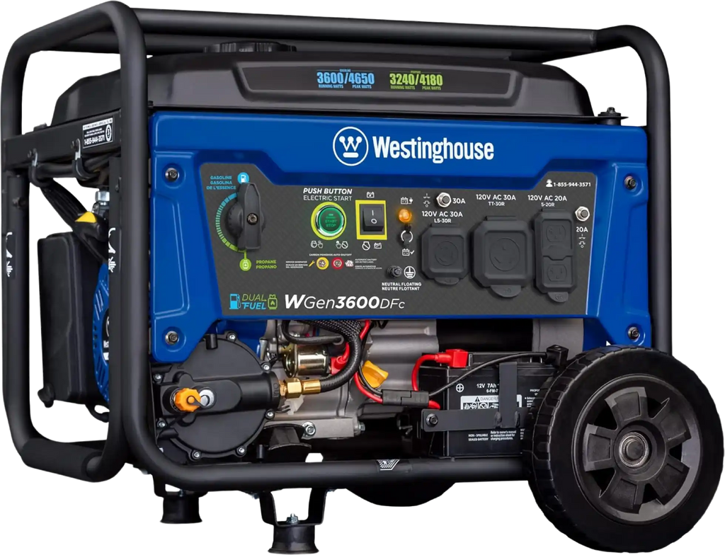 Westinghouse WGen3600DFc Generator 3600W/4650W 30 Amp Remote Start Dual Fuel New