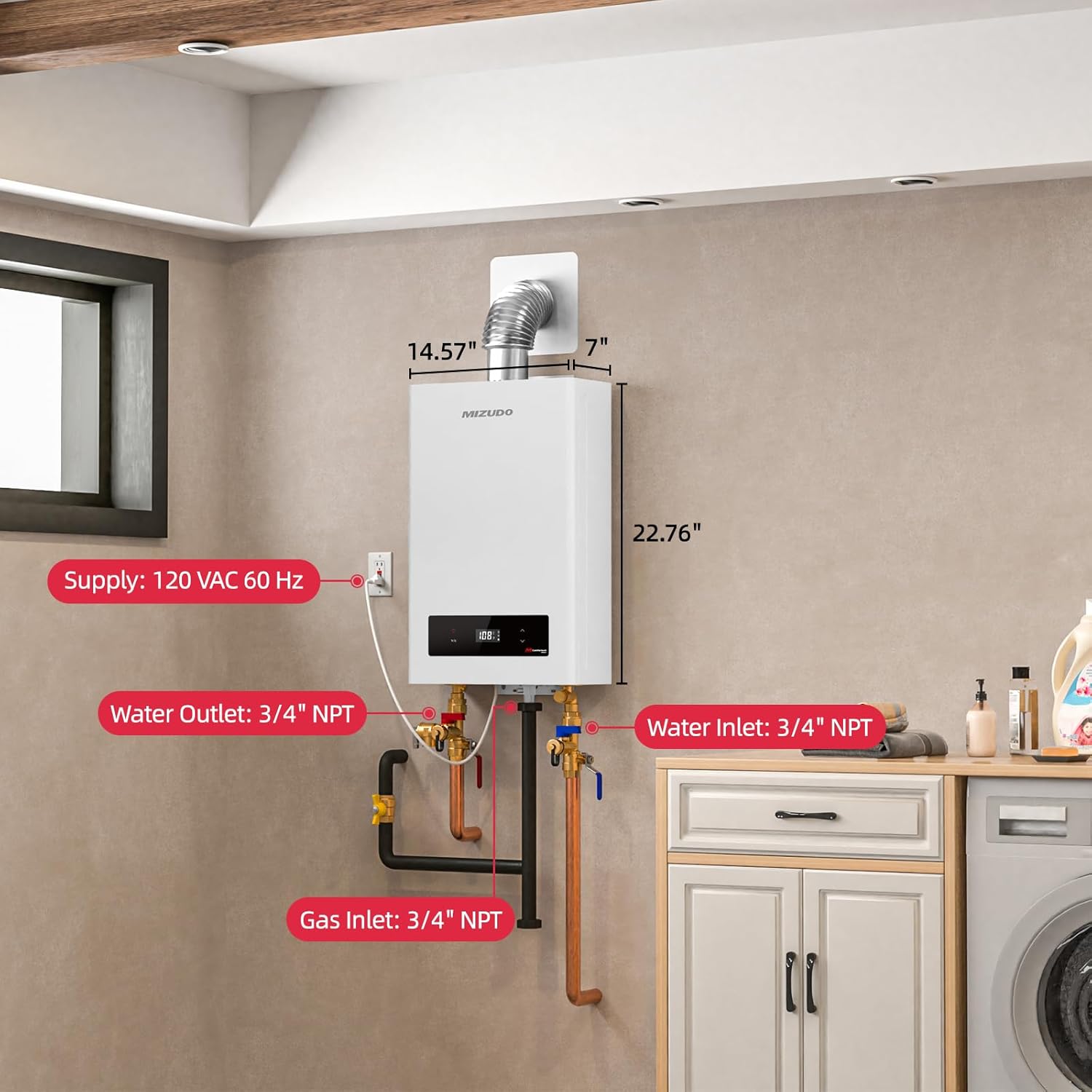 Mizudo CS120 Tankless Water Heater Natural Gas 5.1 GPM 120,000 BTU New