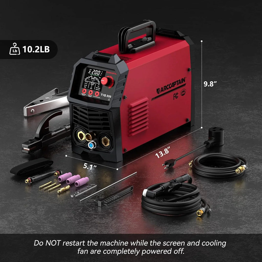 Arccaptain TIG200P Welder DC Pulse 200A Multi-Process IGBT 110/220V New