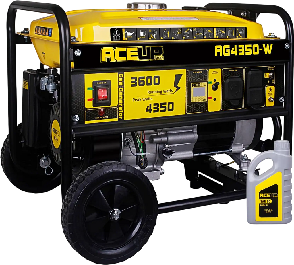 Aceup Energy AG4350W Portable Generator 3600/4350W Gas Powered 30A CARB with Wheel Kit New