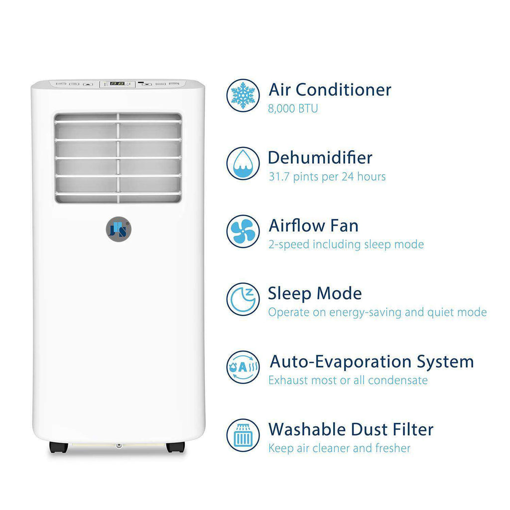 JHS A019-8KR/A 8,000 BTU Portable Air Conditioner with Dehumidifier and Remote New