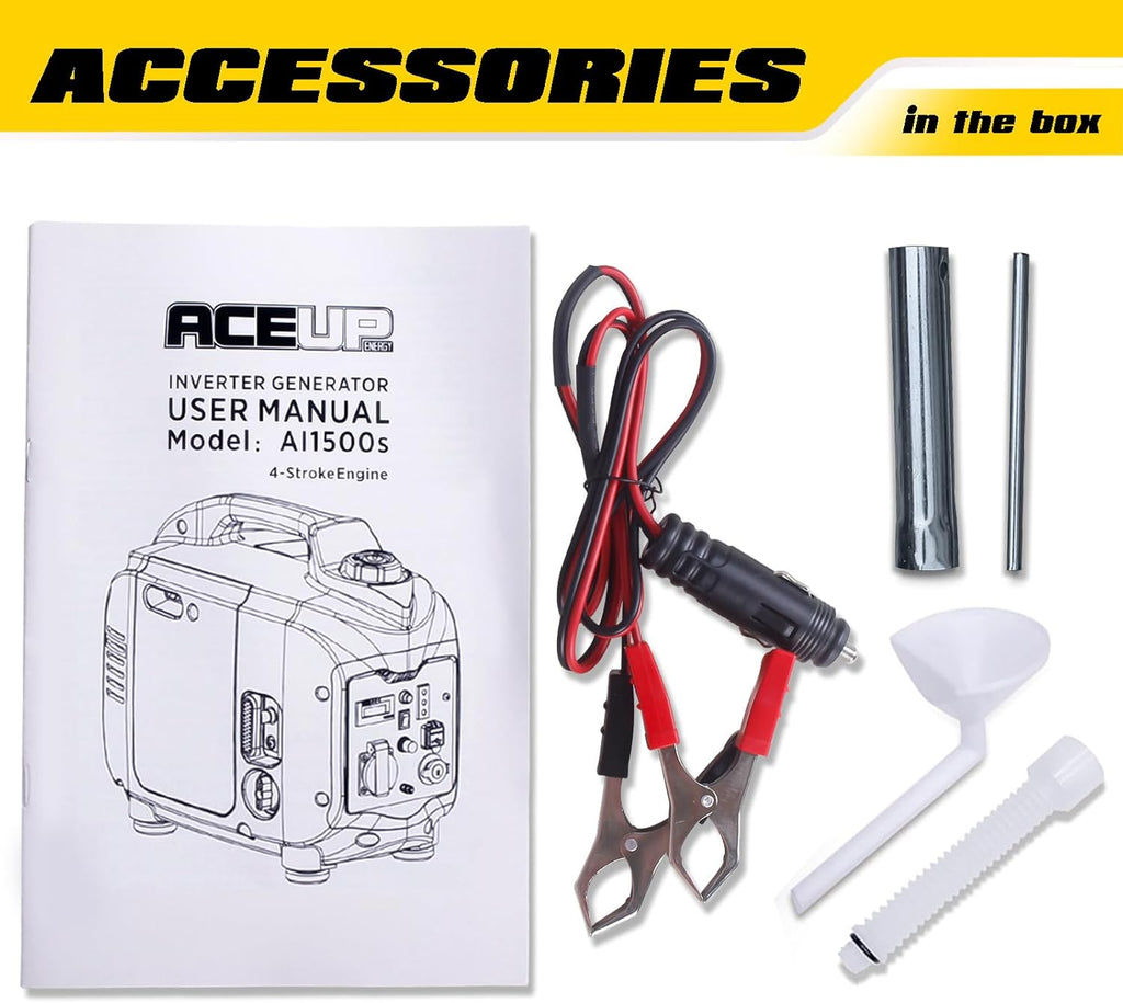 Aceup Energy AI1500S Generator 1200/1500W Gas Powered Inverter Quiet Low THD New