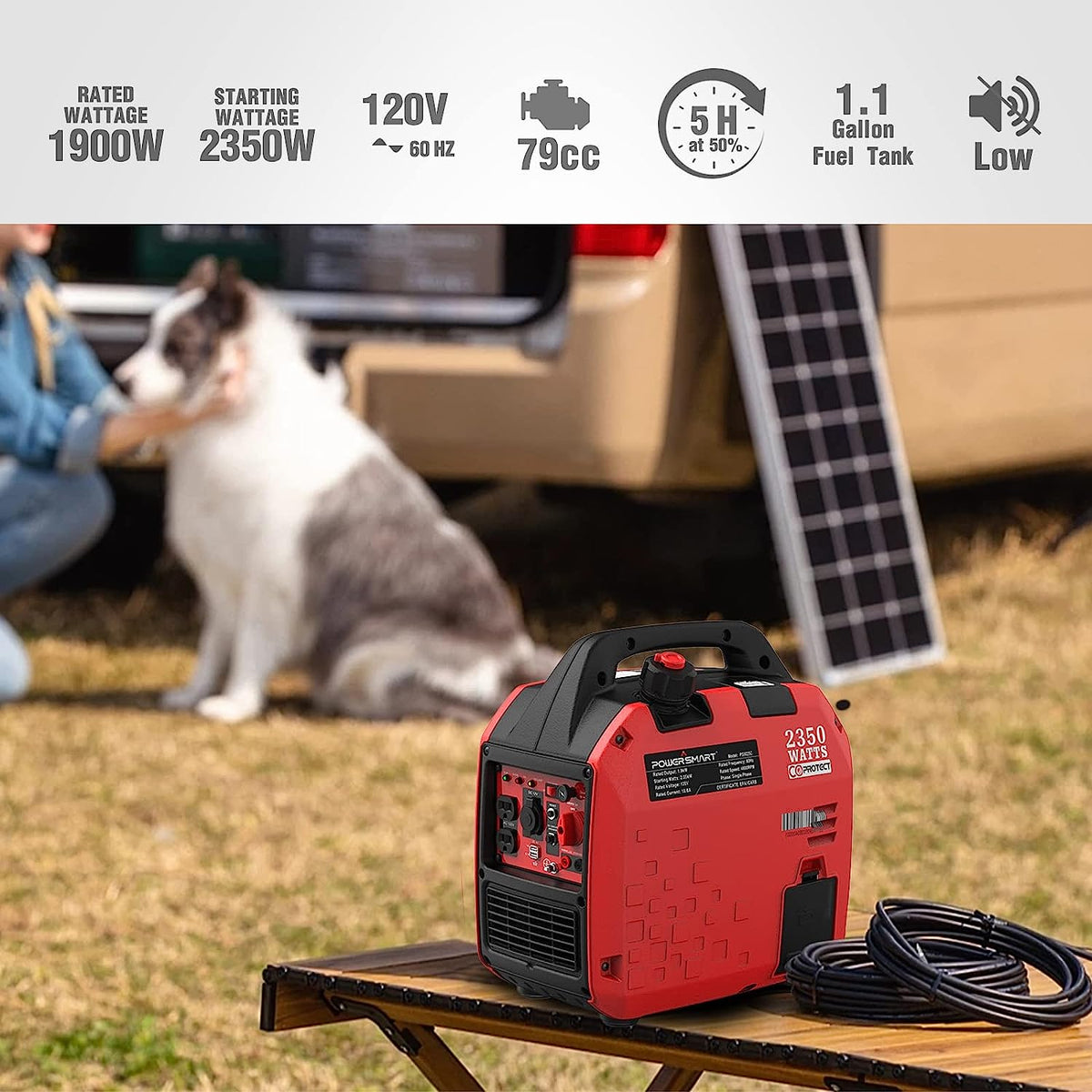 Powersmart PS5025C Inverter Generator 1900/2350W Gas 4 Stroke Recoil Start New