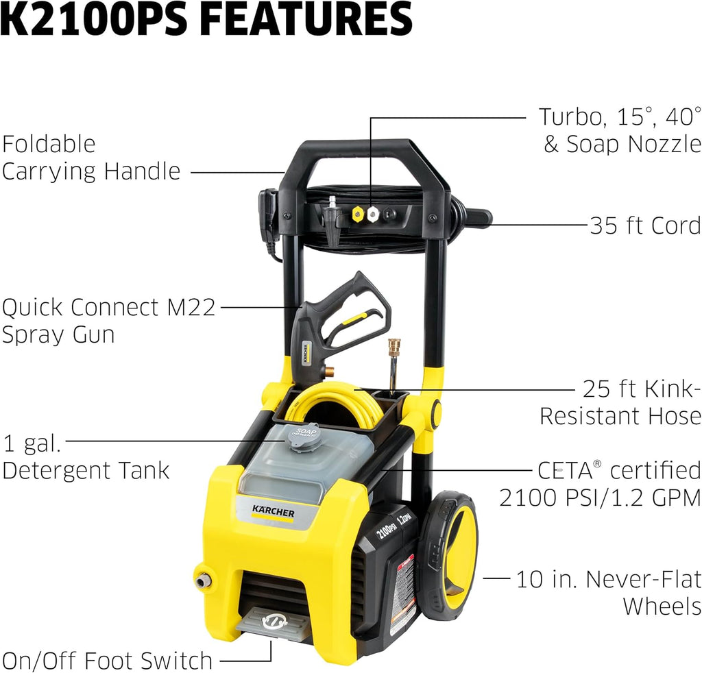 Karcher K2100PS Electric Pressure Washer 2100 PSI 1.2 GPM 120V New