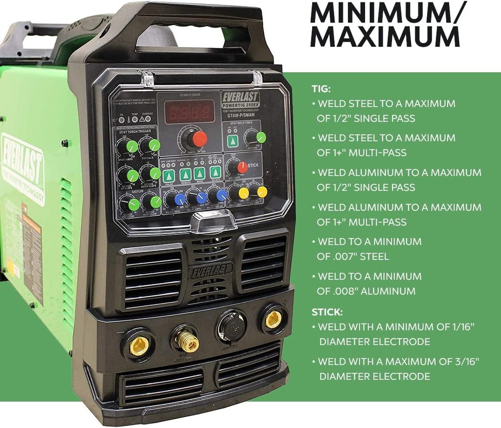 Everlast PowerTIG 250EX Welder Digital Inverter TIG/Stick AC DC 250Amp 220/240V New