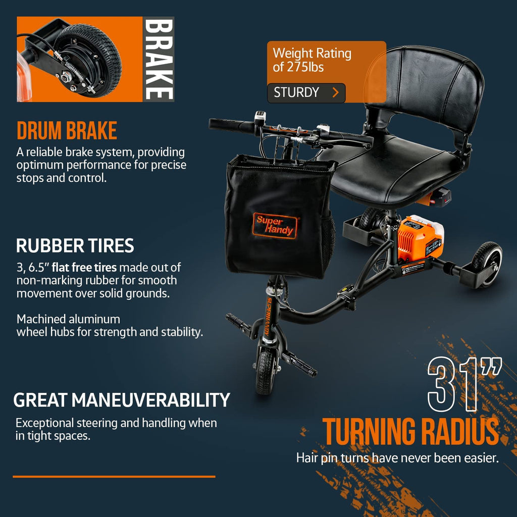 Super Handy GUT112 Passport Folding Mobility Scooter 3 Wheeled Lightweight Long Range New