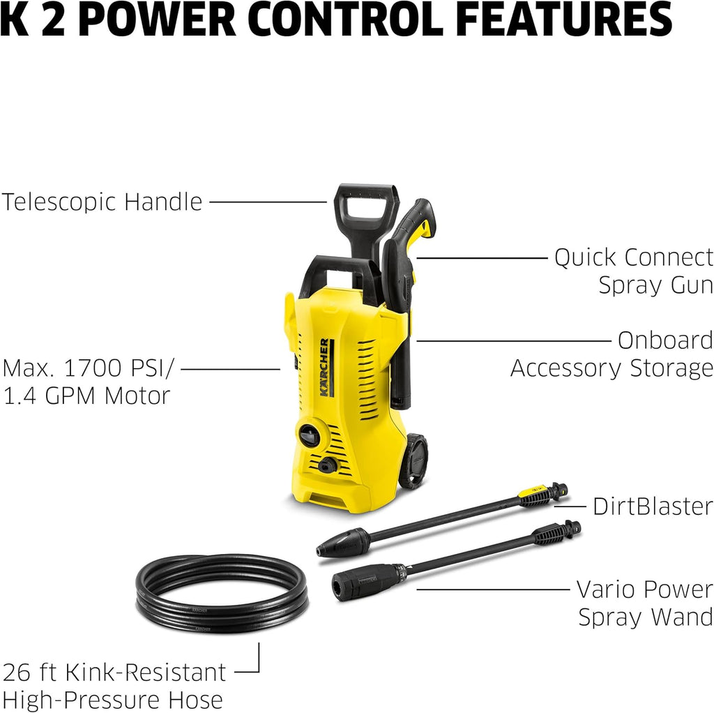 Karcher K2 Power Control Pressure Washer 1700 PSI 1.4 GPM 120V Car & Home Kit New