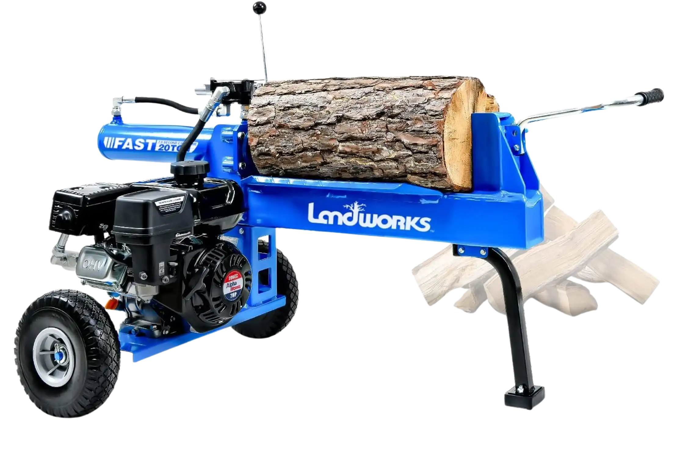 Landworks GUO079 7HP 212 CC 10" Diameter 20 Ton Hydraulic System Gas-Powered Log Splitter New