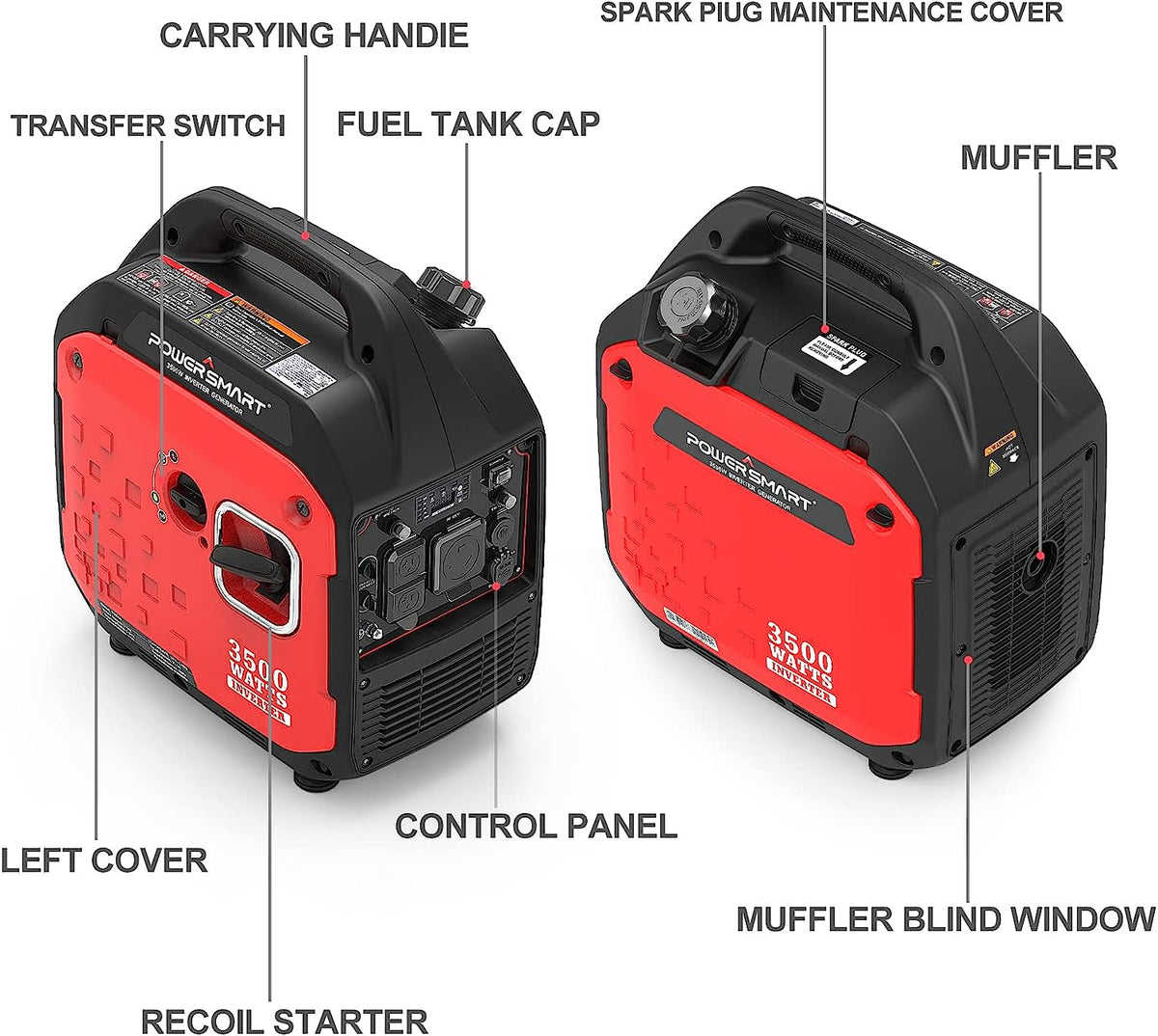 Powersmart PS5035 Inverter Generator 2700/3500W Gas 4 Stroke Recoil Start New