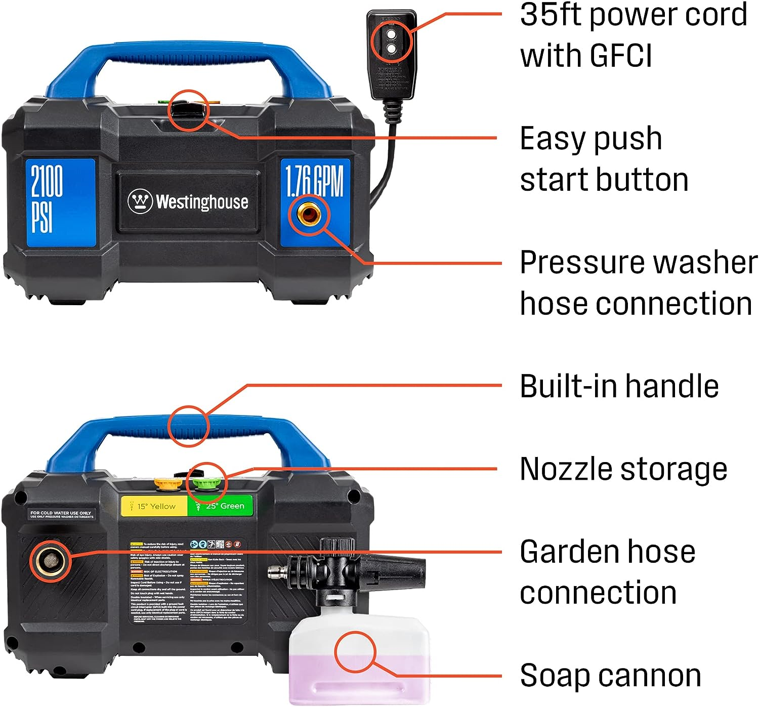 Westinghouse ePX3100v Electric Pressure Washer 2100 PSI 1.76 GPM New