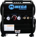 Mega Compressor MP-2004TO Electric Air Compressor 4 Gal. 2 HP 135 PSI Silent Oil-Free New