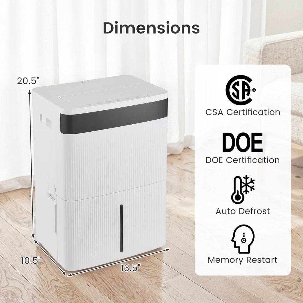 Costway 74 Pint Dehumidifier for Home 4500 Sq.Ft 22255158 New