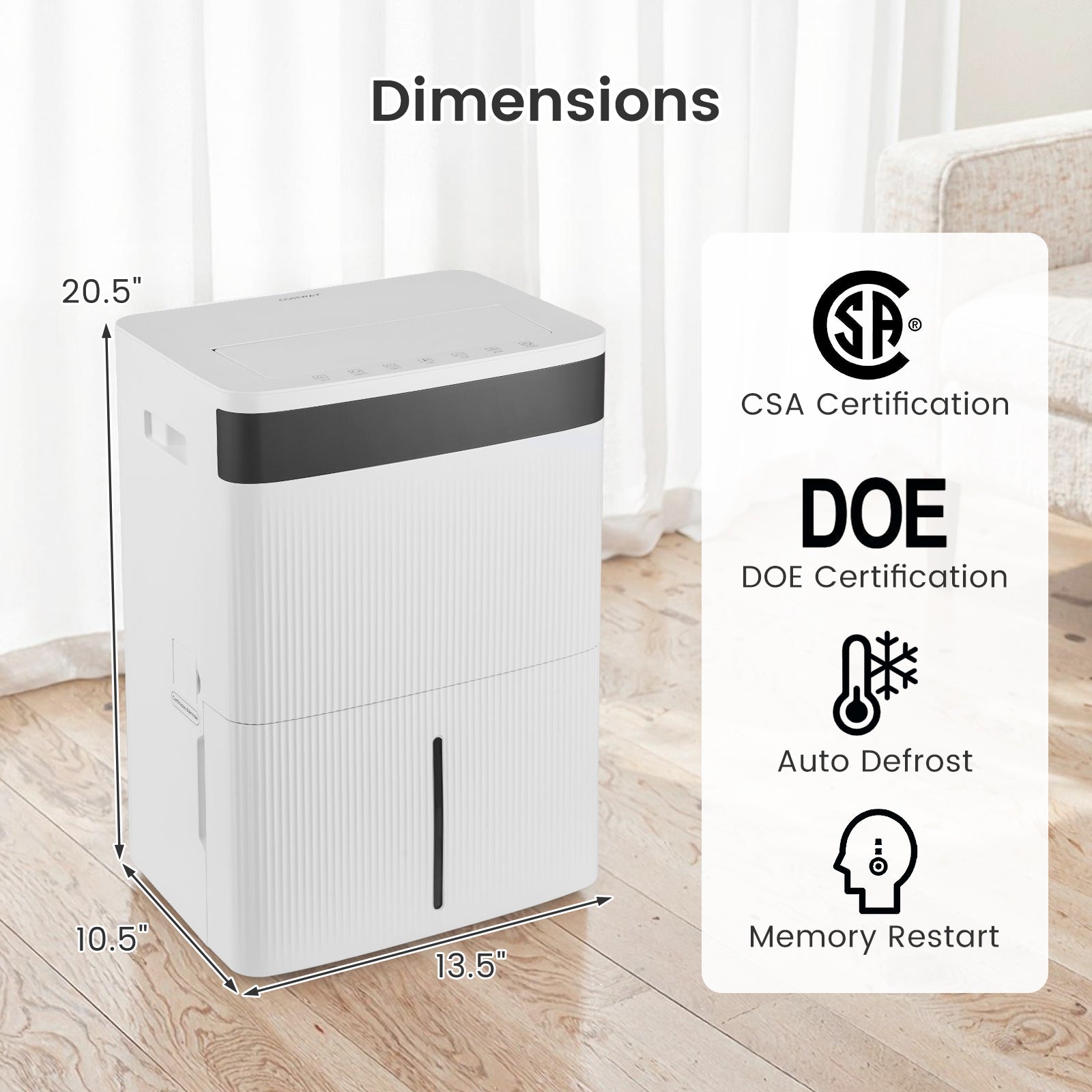 Costway 74 Pint Dehumidifier for Home 4500 Sq.Ft 22255158 New