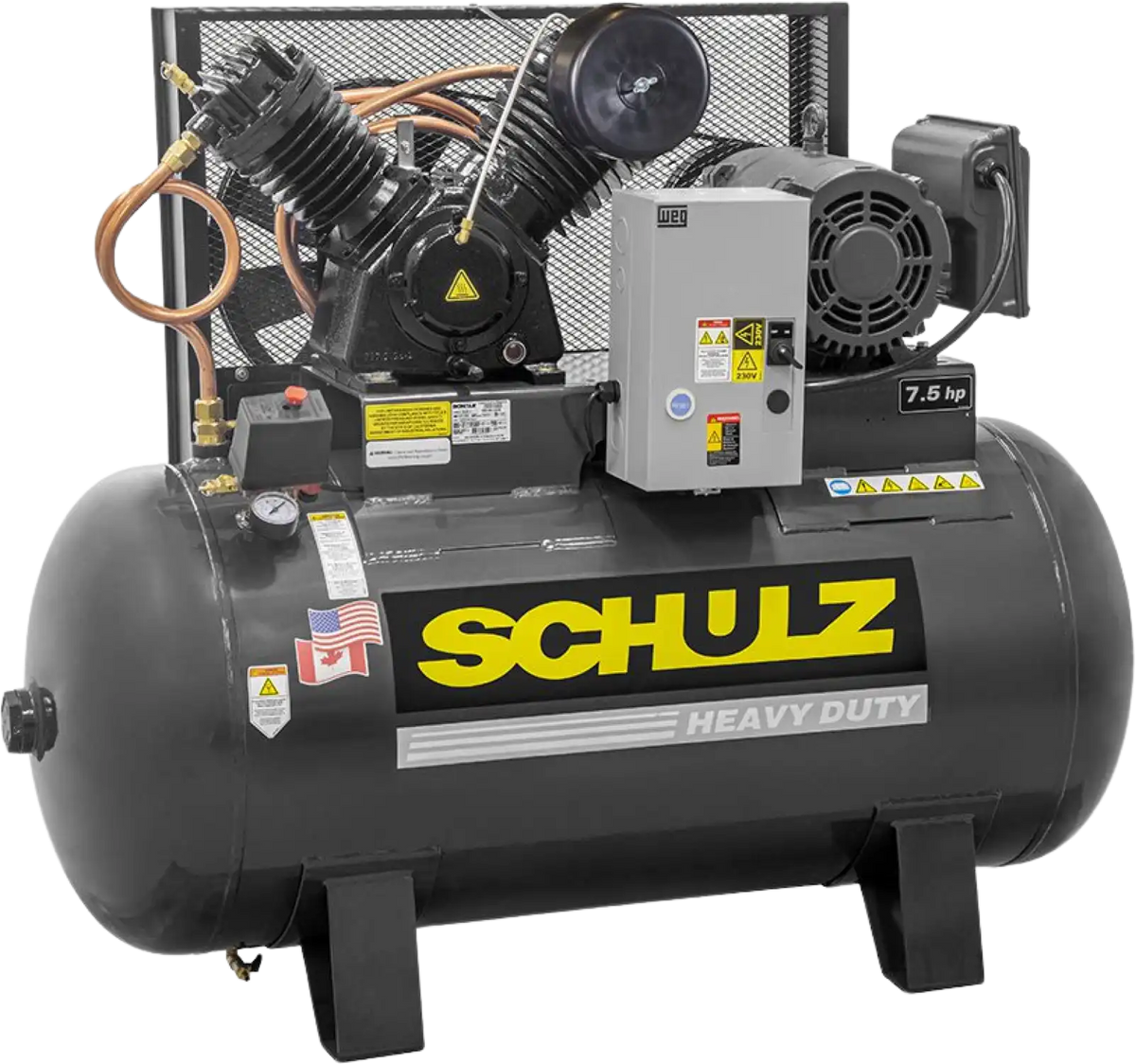 Schulz V-Series Air Compressor 7.5 HP 80 gal. 2-Stage 230V 1-Phase Horizontal 7580HV30X-1 New