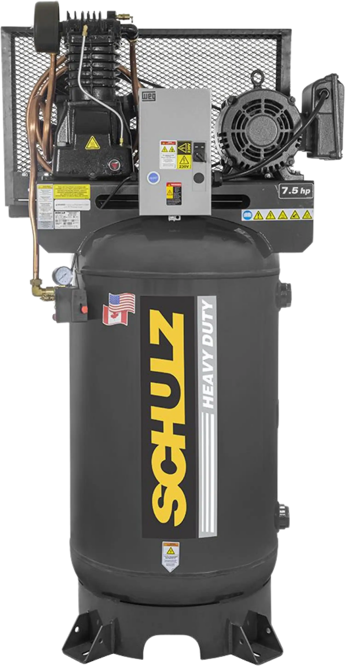Schulz L-Series Air Compressor 7.5 HP 80 gal. 2-Stage 208-230V 3-Phase Vertical 7580VL30X-3 New