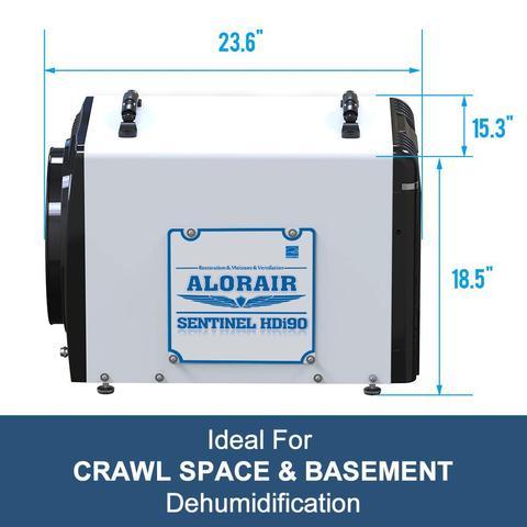 AlorAir Duct-able Version-HDi90 Sentinel Basement/Crawlspace Dehumidifier 90 Pints with Condensate Pump Automatic Defrosting New