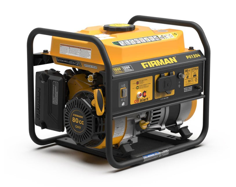 Firman P01204 Generator 1200W/1500W 20 Amp With CO Alert New
