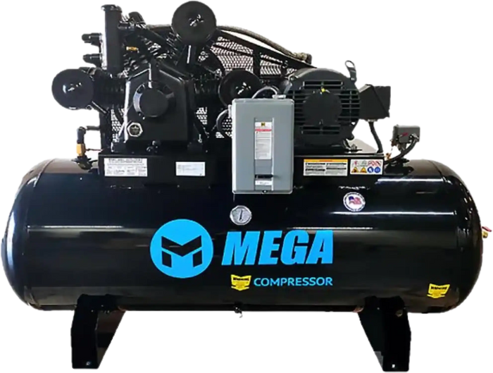 Mega Compressor MP-10120H3-U460 Air Compressor 120 Gallon 10 HP 175 PSI 3 Phase 460V Two Stage Electric Start New