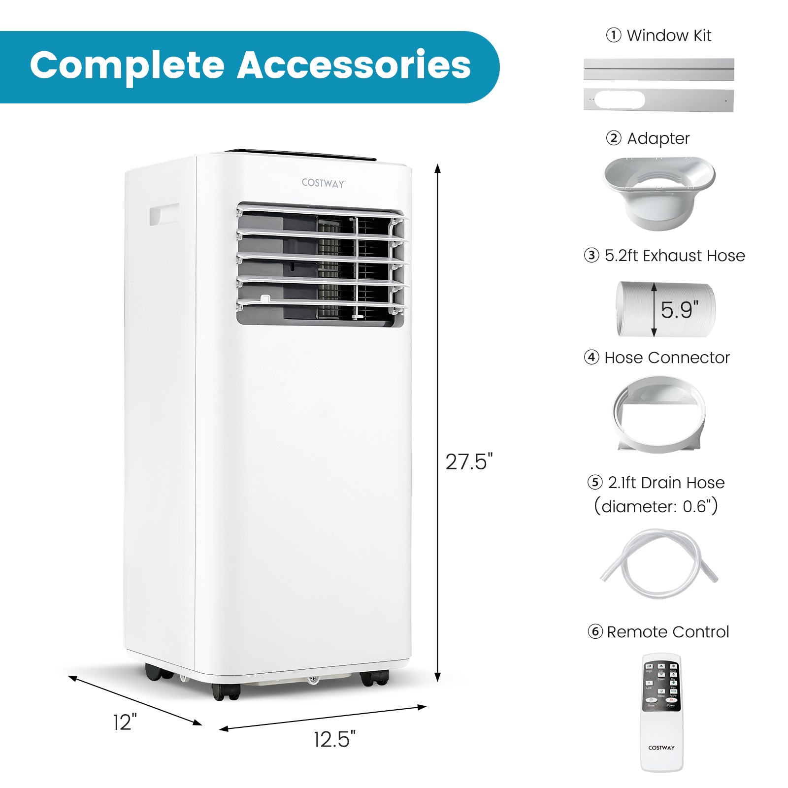 Costway Portable Air Conditioner 8000 BTU with Remote Control New