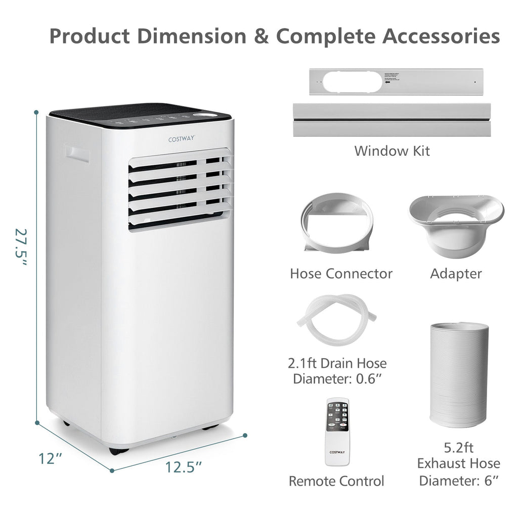 Costway Portable Air Conditioner with Fan 8000 BTU(Ashrae) New