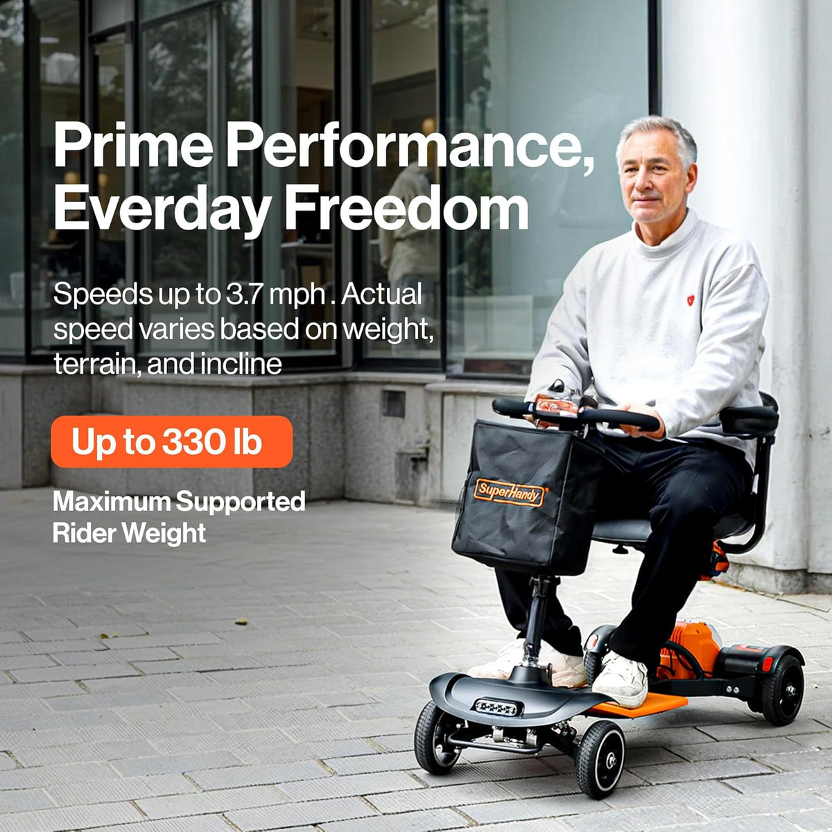 Super Handy GUT177 Electric Mobility Scooter Foldable 4-Wheel 48V 3.7 MPH Max Speed New