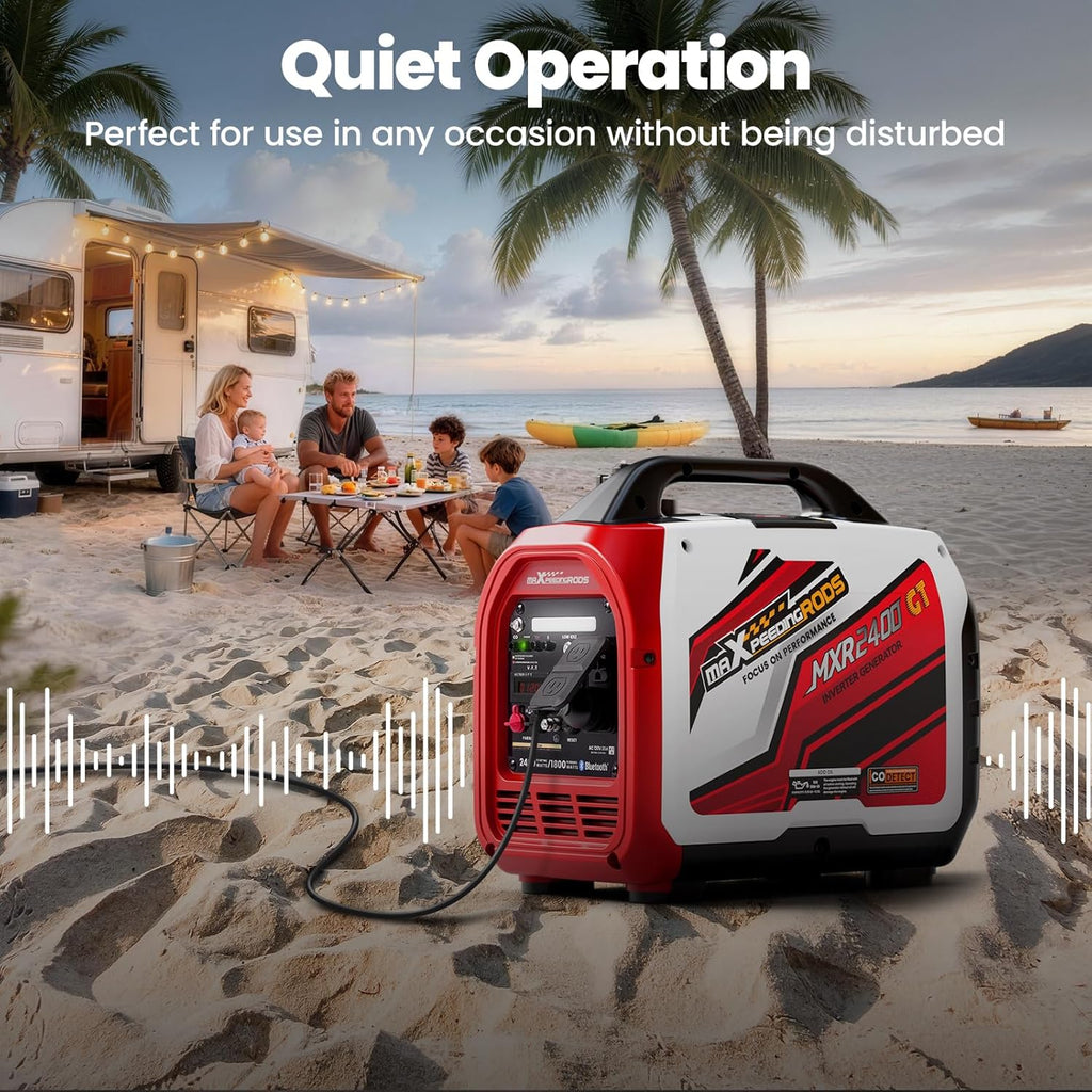 Maxpeedingrods 1800W/2400W Inverter Generator Gas Low THD CO Alert Bluetooth App MXR2400GT-US New