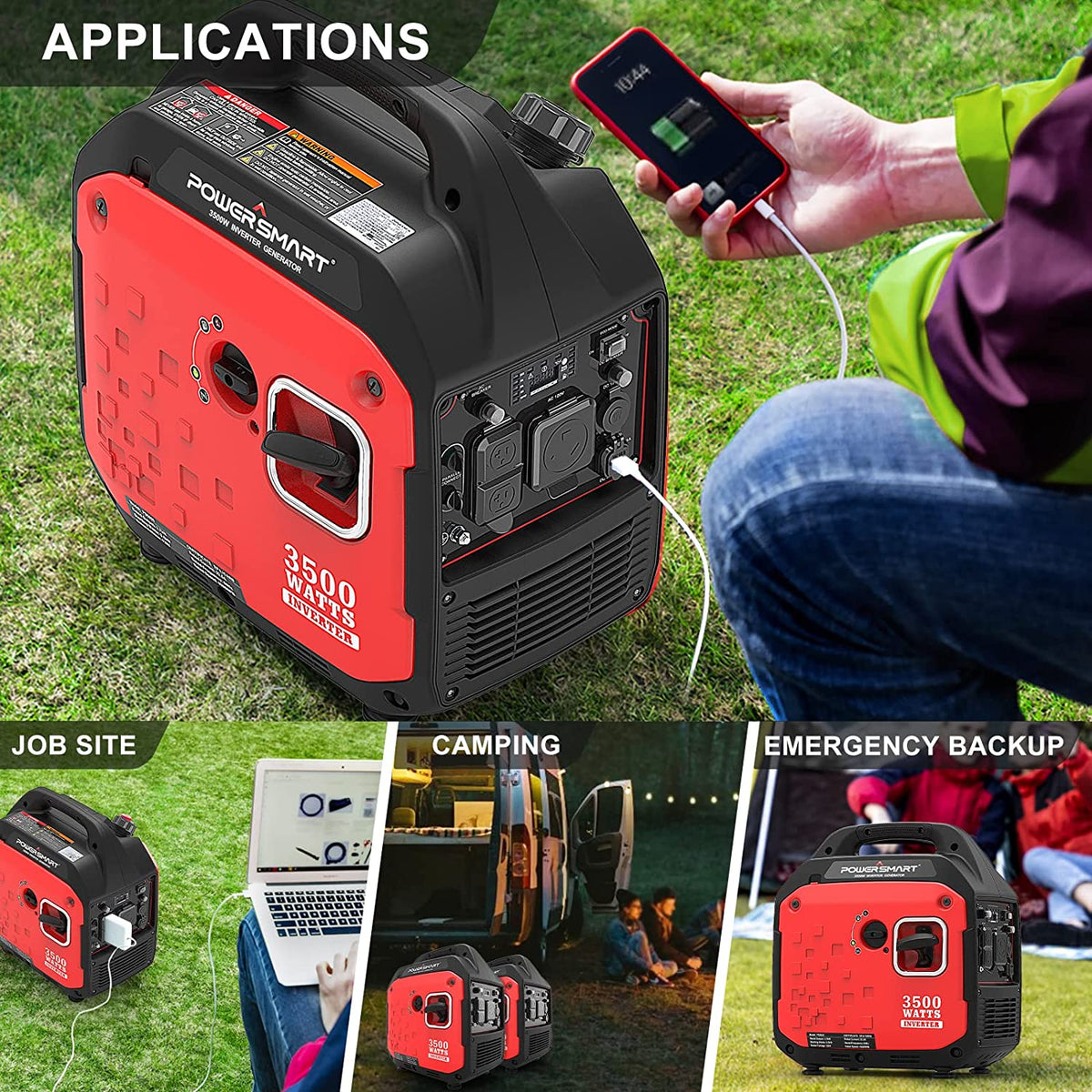 Powersmart PS5035 Inverter Generator 2700/3500W Gas 4 Stroke Recoil Start New