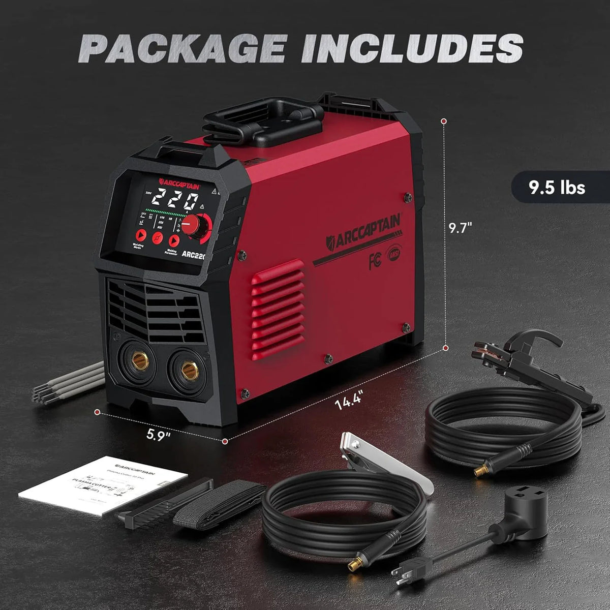 Arccaptain ARC220 Welder Arc/Lift TIG with 10 Rods 220 Amp 110/220V New