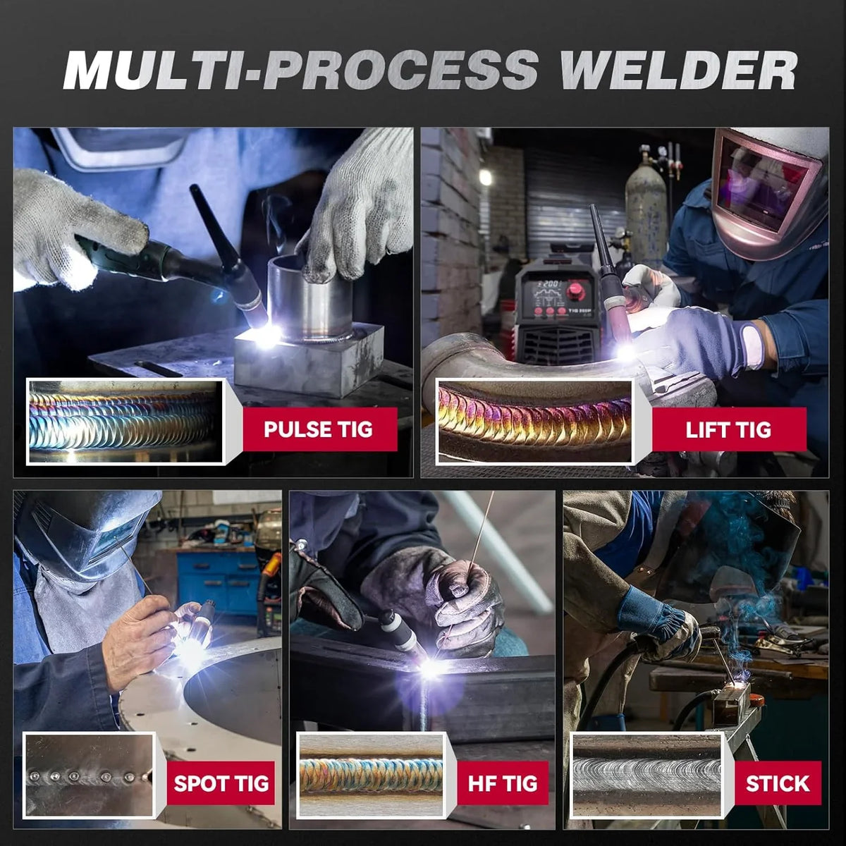 Arccaptain TIG200P Welder DC Pulse 200A Multi-Process IGBT 110/220V New