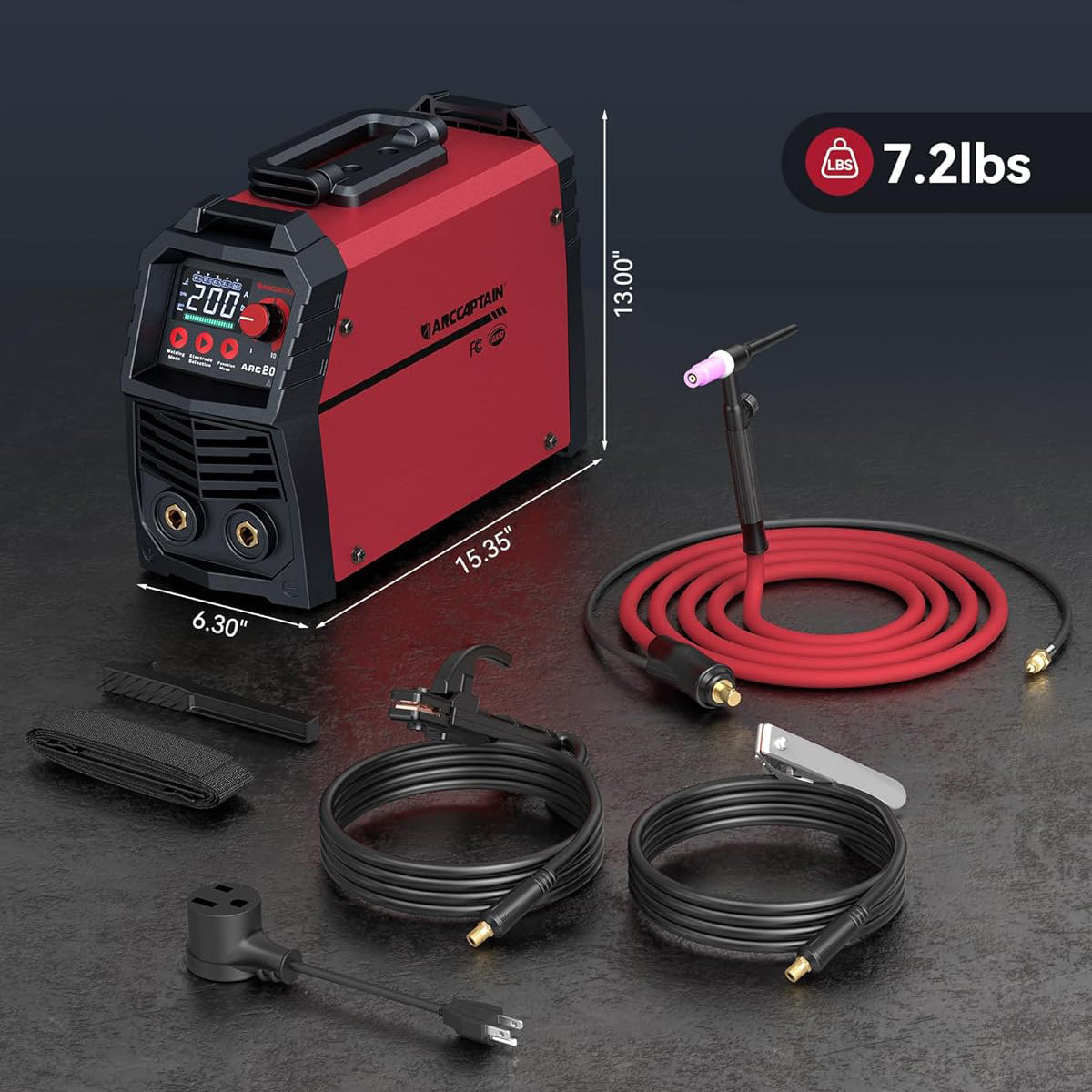 Arccaptain ARC200L Stick Welder Synergic 200A IGBT 110/220V with Lift TIG Torch New