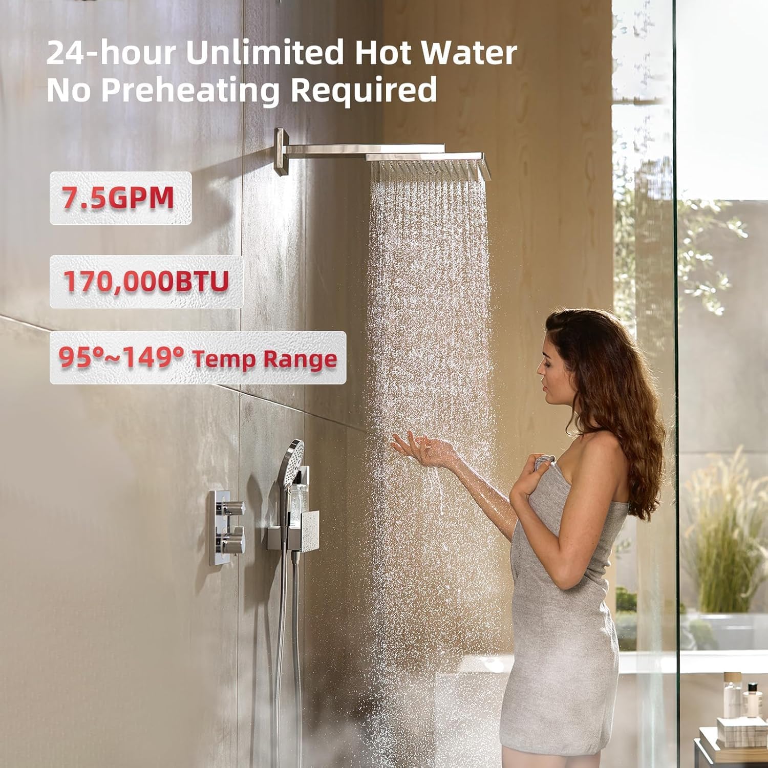 Mizudo CF170 Tankless Water Heater Natural Gas 7.5 GPM 170,000 BTU New