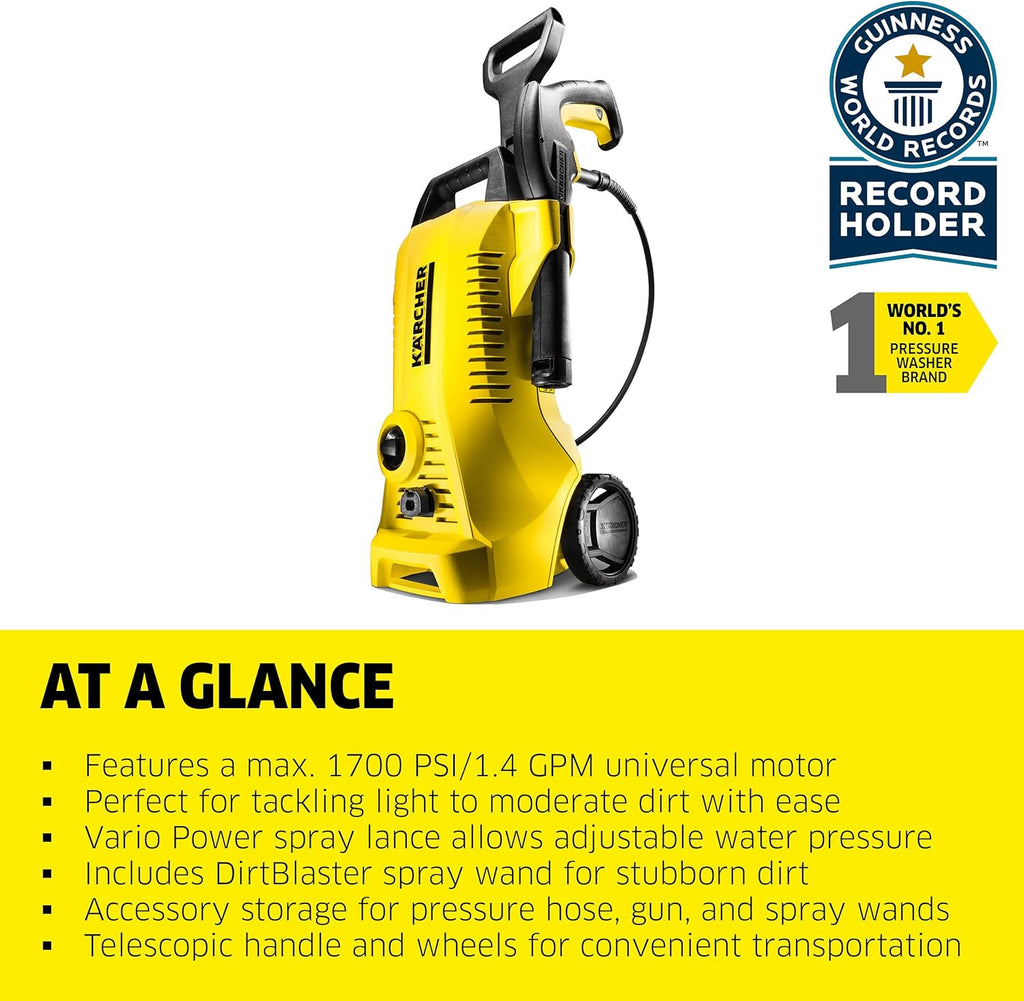 Karcher K2 Power Control Electric Pressure Washer 1700 PSI 1.4 GPM with 2 Lances New