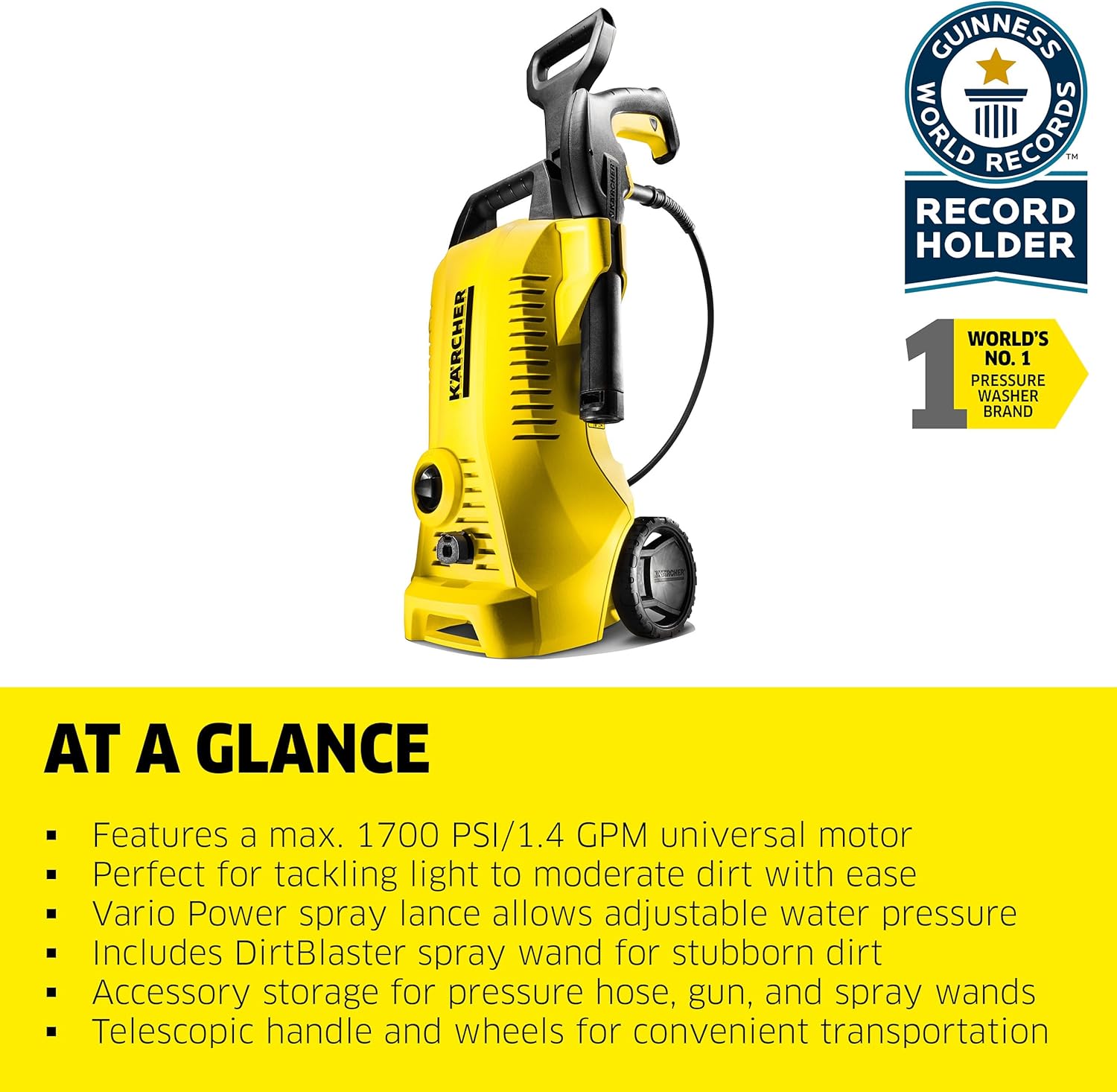 Karcher K2 Power Control Electric Pressure Washer 1700 PSI 1.4 GPM with 2 Lances New