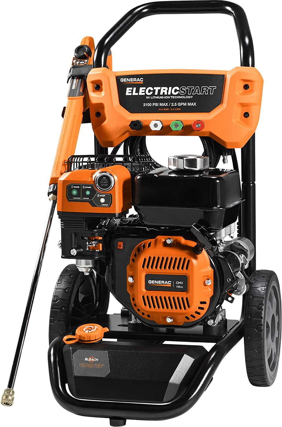 Generac 3100 PSI 2.5 GPM Electric Start Gas Pressure Washer Kit with Attachments 8895 New