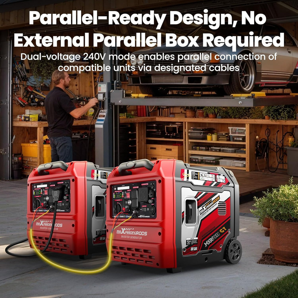 Maxpeedingrods 5000W/6000W Inverter Generator 50A Gas Low THD Remote Start CO Alert MXR6000GT-US New
