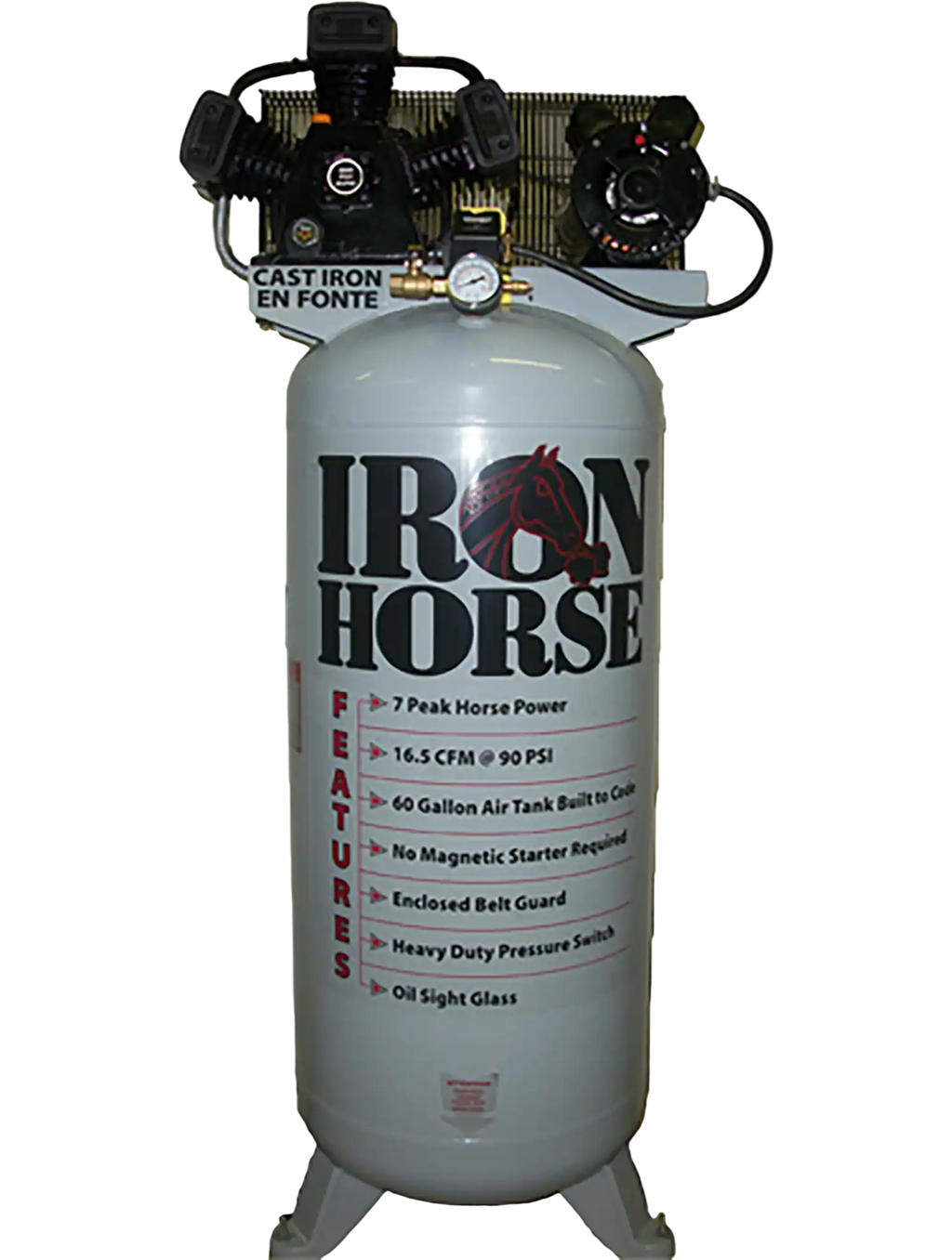 Iron Horse Stationary Air Compressor 60 Gal. 7 HP 16.5 CFM 150 PSI 208/230V IHD7160V1 New