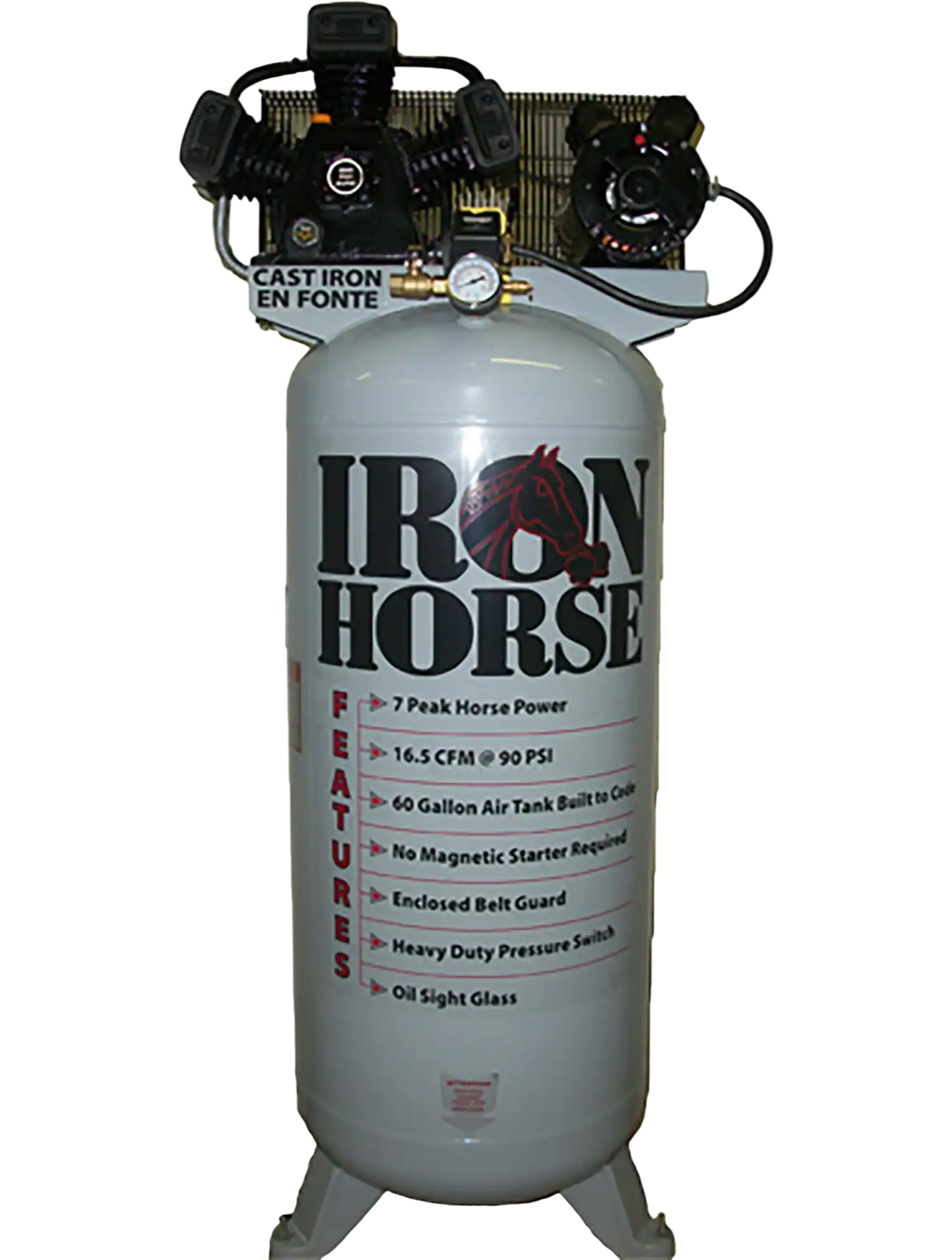 Iron Horse Stationary Air Compressor 60 Gal. 7 HP 16.5 CFM 150 PSI 208/230V IHD7160V1 New