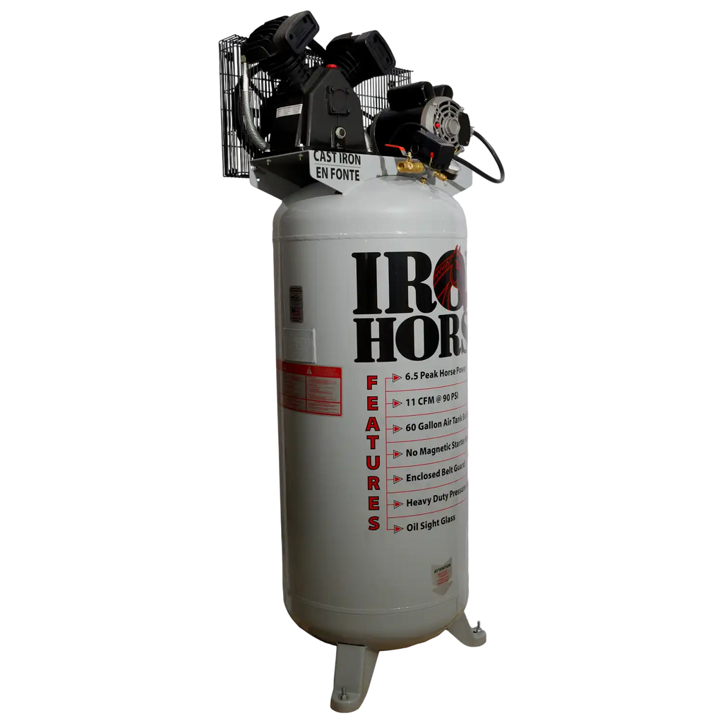 Iron Horse Stationary Air Compressor 60 Gal. 6.5 HP 11.2 CFM 150 PSI 208/230V IHD6160V1 New