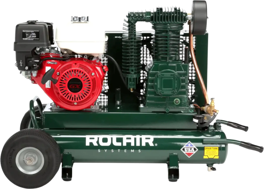 Rolair 8422HK30 Air Compressor Wheelbarrow 9 gal. Gas 9 HP Honda GX270 Engine Two-Stage Pump Manufacturer RFB