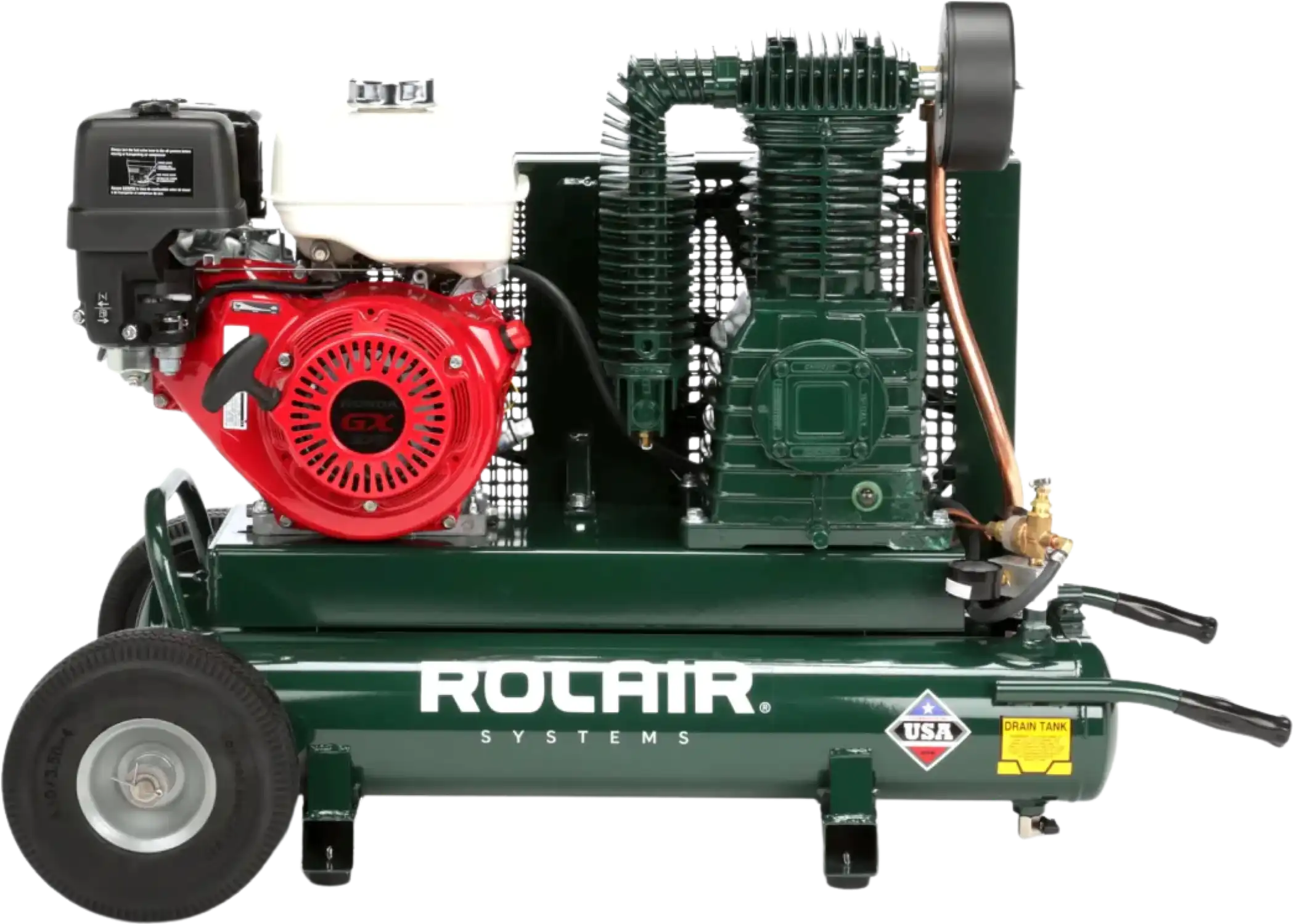 Rolair 8422HK30 Air Compressor Wheelbarrow 9 gal. Gas 9 HP Honda GX270 Engine Two-Stage Pump Manufacturer RFB