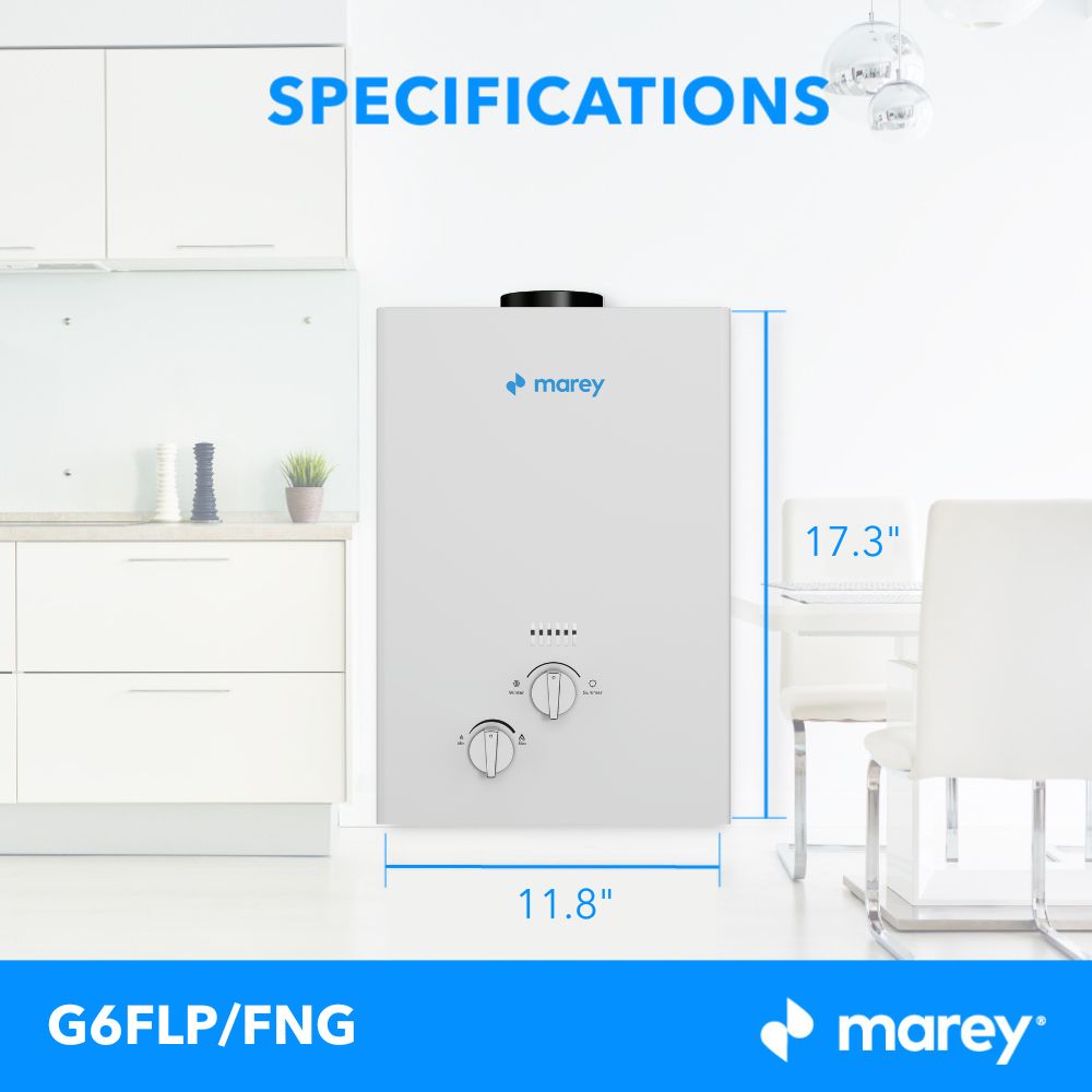 Marey G6FNG GAS 6L 1.58 GPM 42,000 BTU Natural Gas Tankless Water Heater Open Box