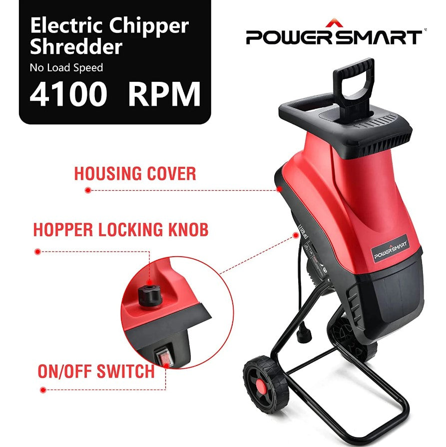 Powersmart PS10 Electric Wood Chipper Shredder 15 Amp 1.77" Diameter Blade New