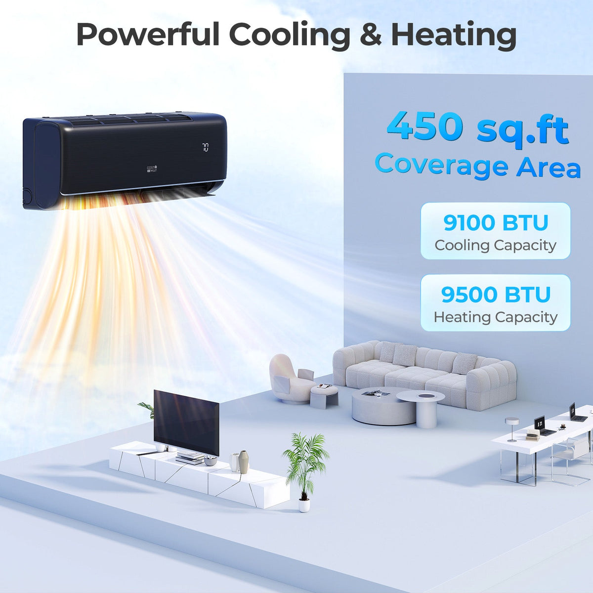 Costway 9100 BTU 20.5 SEER2 115V WiFi Mini Split AC Alexa Gray 976435128 New
