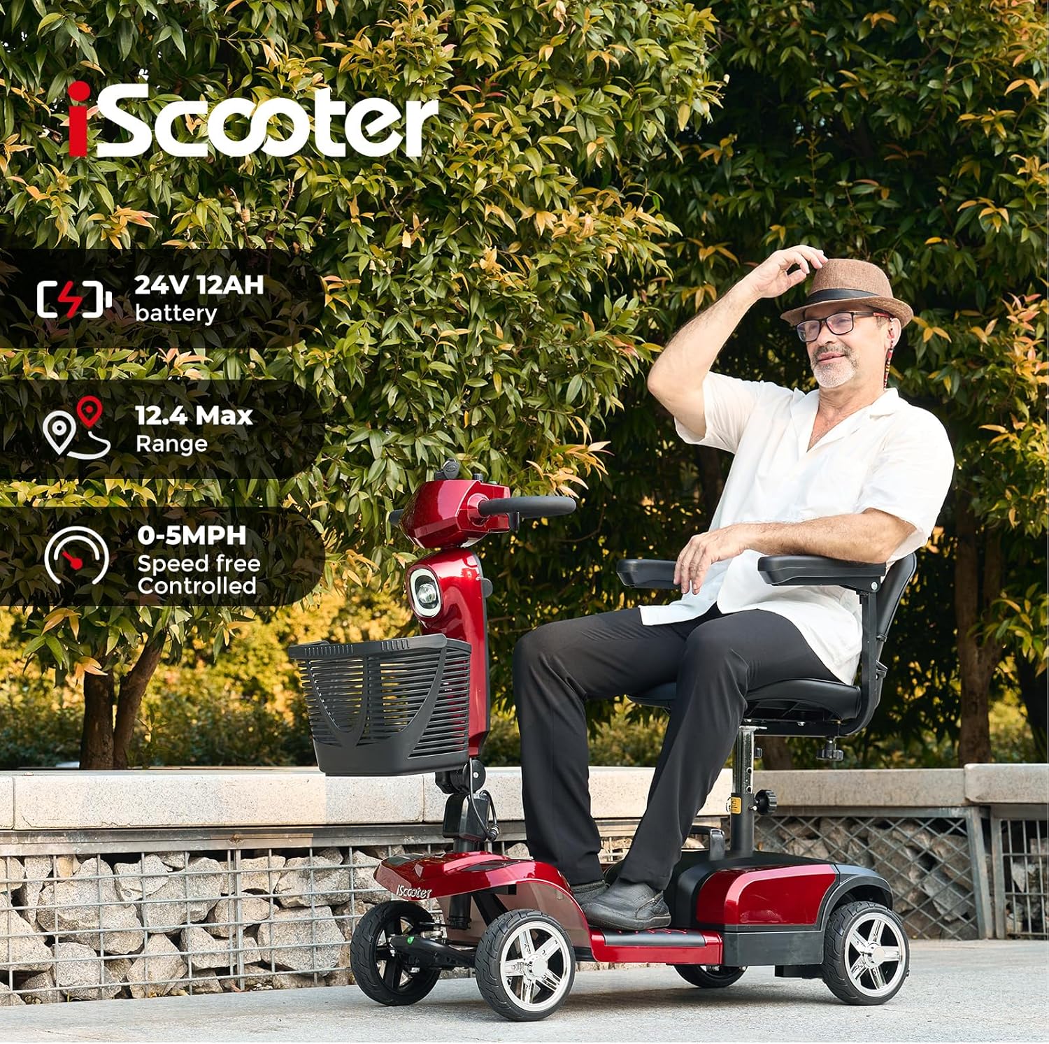 iScooter X-03 Mobility Scooter with Basket 250W 5 MPH 12.4 Mile Range New